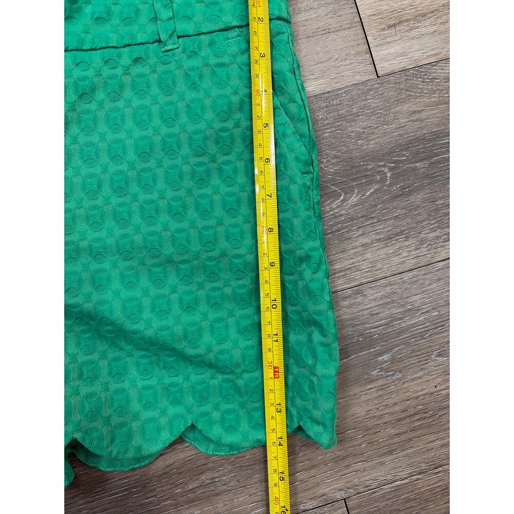 Crown & Ivy Shelby Shorts 16 Green Scallop Hem Textured Preppy - Picture 3 of 6